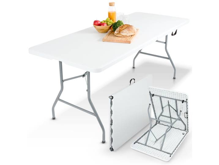 AREBOS Table de buffet pliante 182x74x74 cm Table de jardin pour 8 personnes\, blanche