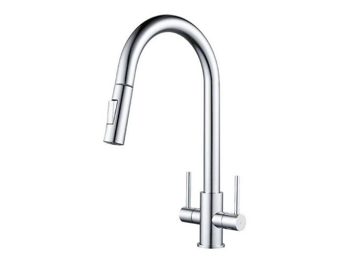 LuxusKollektion Küchenarmatur Ausziehbare Küchenarmatur Doppelhebel Chrome (1-St)
