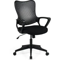 COSTWAY Ergonomischer Bürostuhl, atmungsaktive Netz-Rückenlehne, höhenverstellbarer Drehstuhl mit Wippfunktion