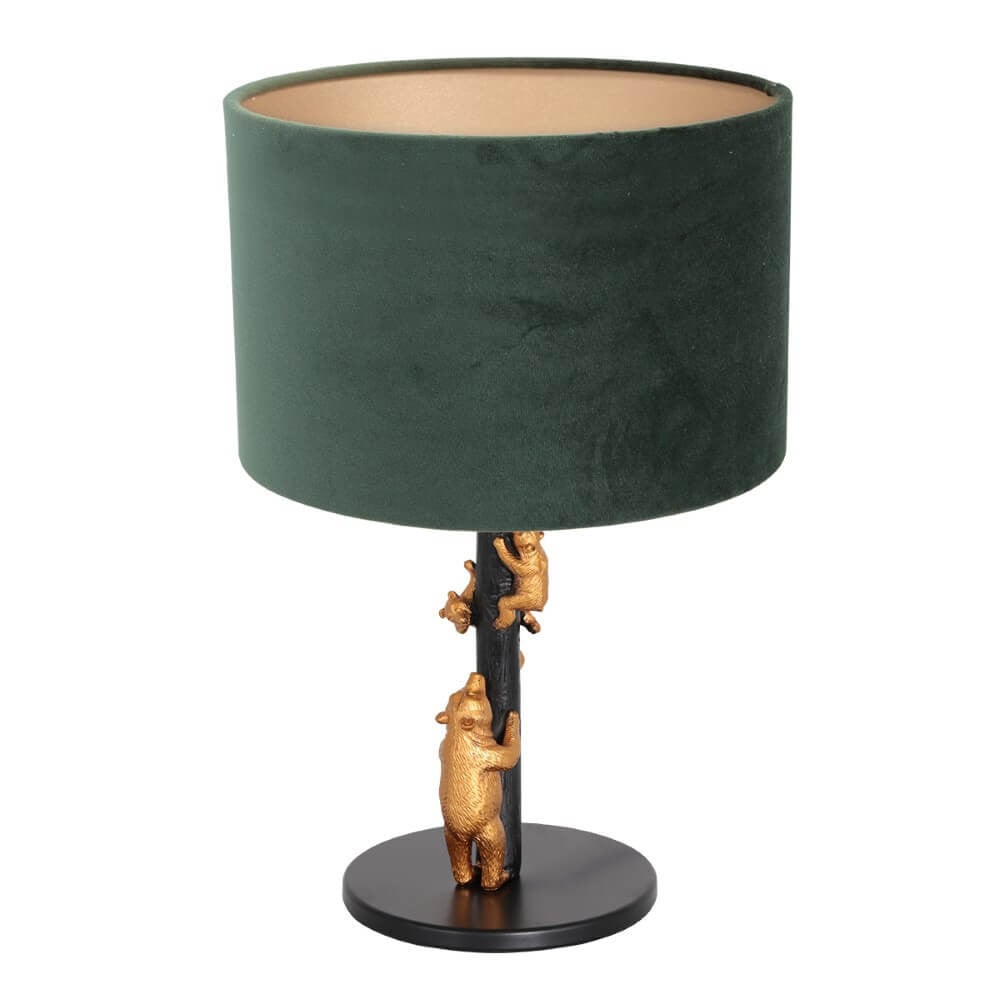 Steinhauer Animaux Design Tafellamp - Zwart/Donkergroen Velours - E27