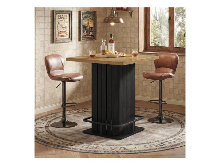 Tribesigns Bartisch 96 cm Quadratischer Bistrotisch mit Metall-Fußstütze, aus Holz und Metall