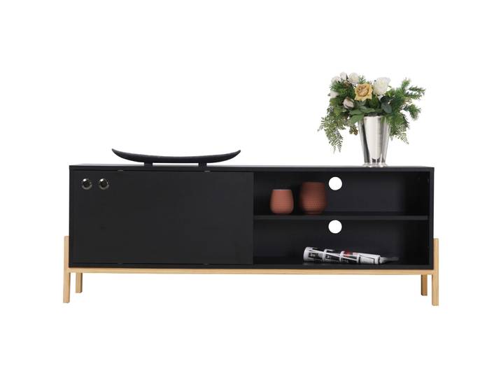 Lowboard Klaus schwarz/natur MDF B 140 cm