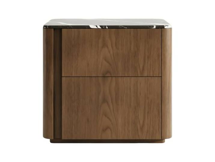 Kx9Lb8d Nachttische Nachttisch mit Zwei Schubladen und abgerundeten Ecken For Schlafzimmer neben Betten oder Sofas(Bruin,Groß)