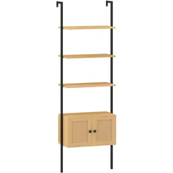 COSTWAY 5-stufiges Leiterregal, Bücherregal, Wandregal mit Schrank, Kippschutz-Sets