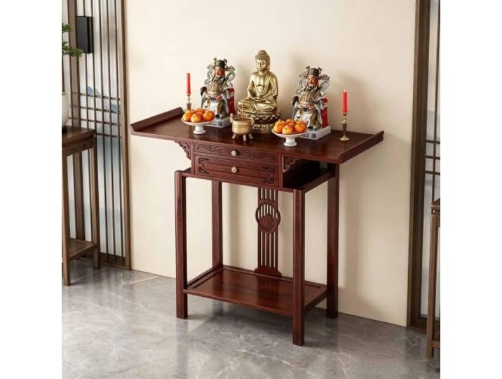 Altartisch Aus Bambus, Altartisch Zur Meditation, Chinesischer Altarschrank Puja-Tisch Für Zuhause, Buddhistisch, Schublade Und Regal, Für Gebete, Wahrsagerei Entspannun，Für Gebet Meditation Puja