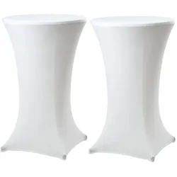 2x Stehtischhusse Stretch 70 cm weiß Tischdecke Husse Bistrotisch Partytisch