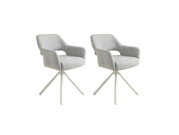 Schöner Wohnen Armlehnstuhl Stavanger, Greige, Seidengrau, Metall, Rundrohr, 58x84x61 cm, Sitzfläche 360° drehbar, Esszimmer, Stühle, Polsterstühle