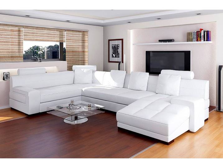 JVmoebel Ecksofa Beige Wohnlandschaft mit Wellenunterfederung und Holzfüßen, Made in Europa