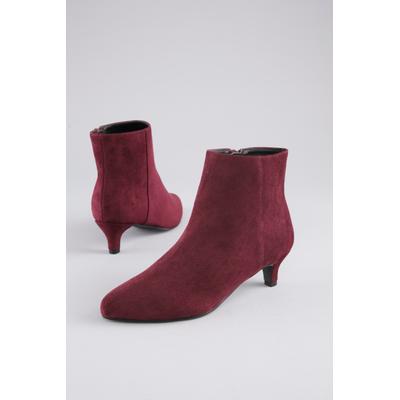 Stiefelette ANISTON SHOES, Damen, Gr. 42, rot (bordeaux), Textil, Veloursleder, Schuhe Stiefelette, Reißverschluss-Ankelboots, Trichterabsatz