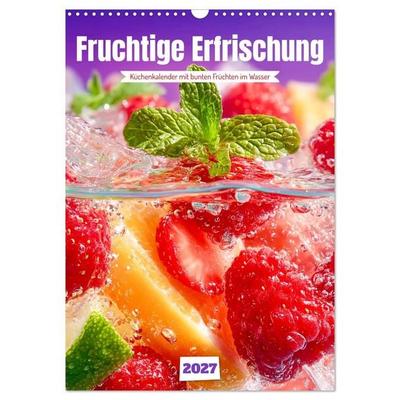 Fruchtige Erfrischung - Küchenkalender mit bunten Früchten im Wasser (Wandkalender 2027 DIN A3 hoch), CALVENDO Monatskalender