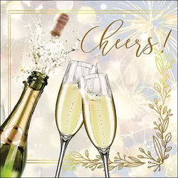 Ambiente 20 Servietten Papier 33x33cm 3-lagig - hochwertige Einweg Papierservietten Champagner Sektgläser Cheers Silvester Hochzeit Party Feier Tischdeko