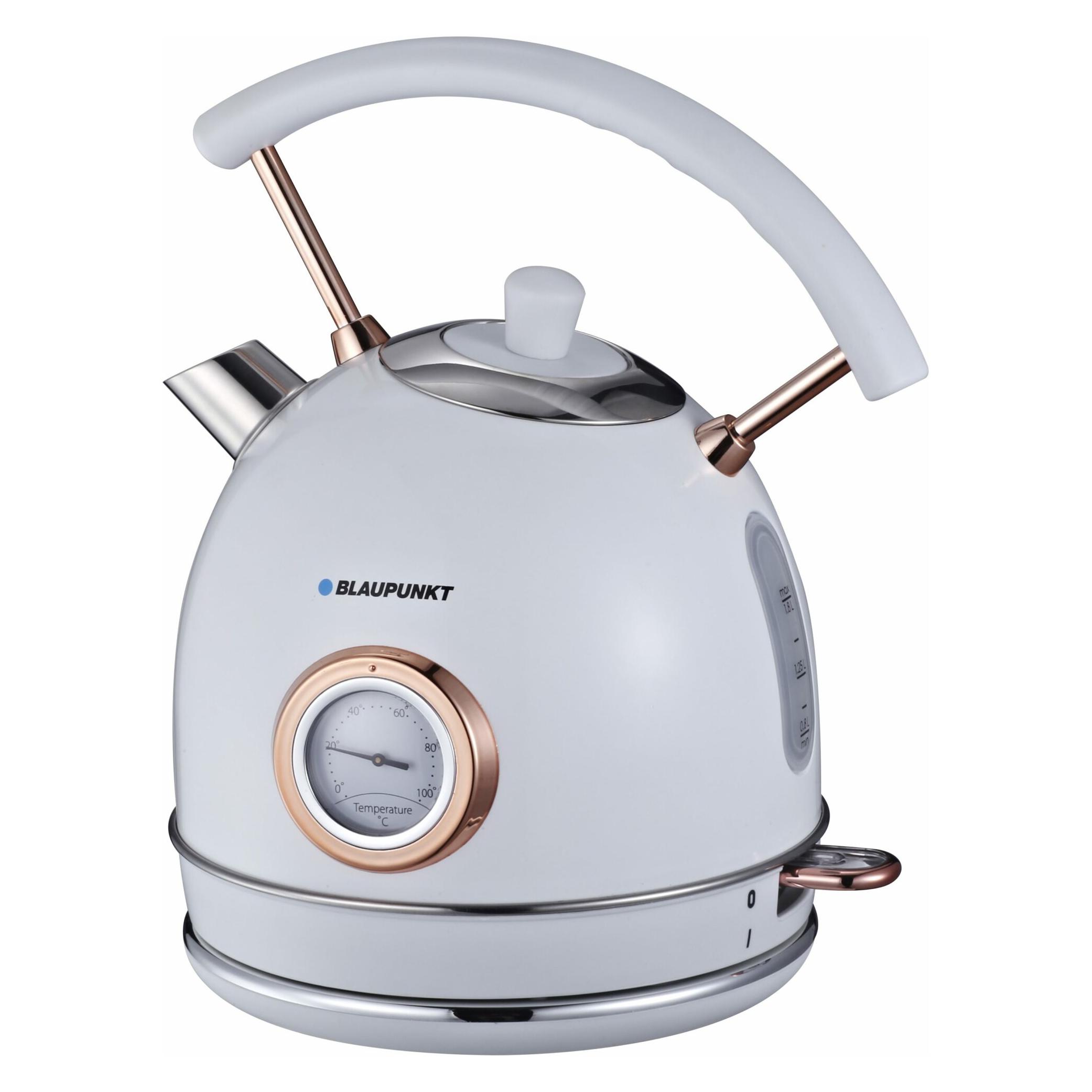 Blaupunkt EKS802WH-inox Wasserkocher schnurlos, Überhitzungsschutz, BPA-frei Weiss (1.80 l) (EKS802WH-inox)