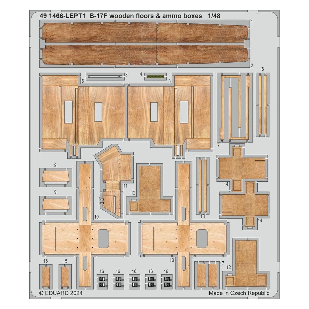 Eduard B-17F wooden floors & ammo boxes 1/48 (491466)