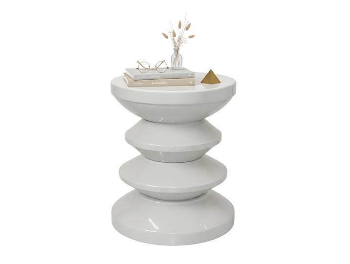 Relaxdays Beistelltisch Hellgrau Metall Zickzack 46x35 cm, Grau, 35x46x35 cm, Wohnzimmer, Wohnzimmertische, Beistelltisch