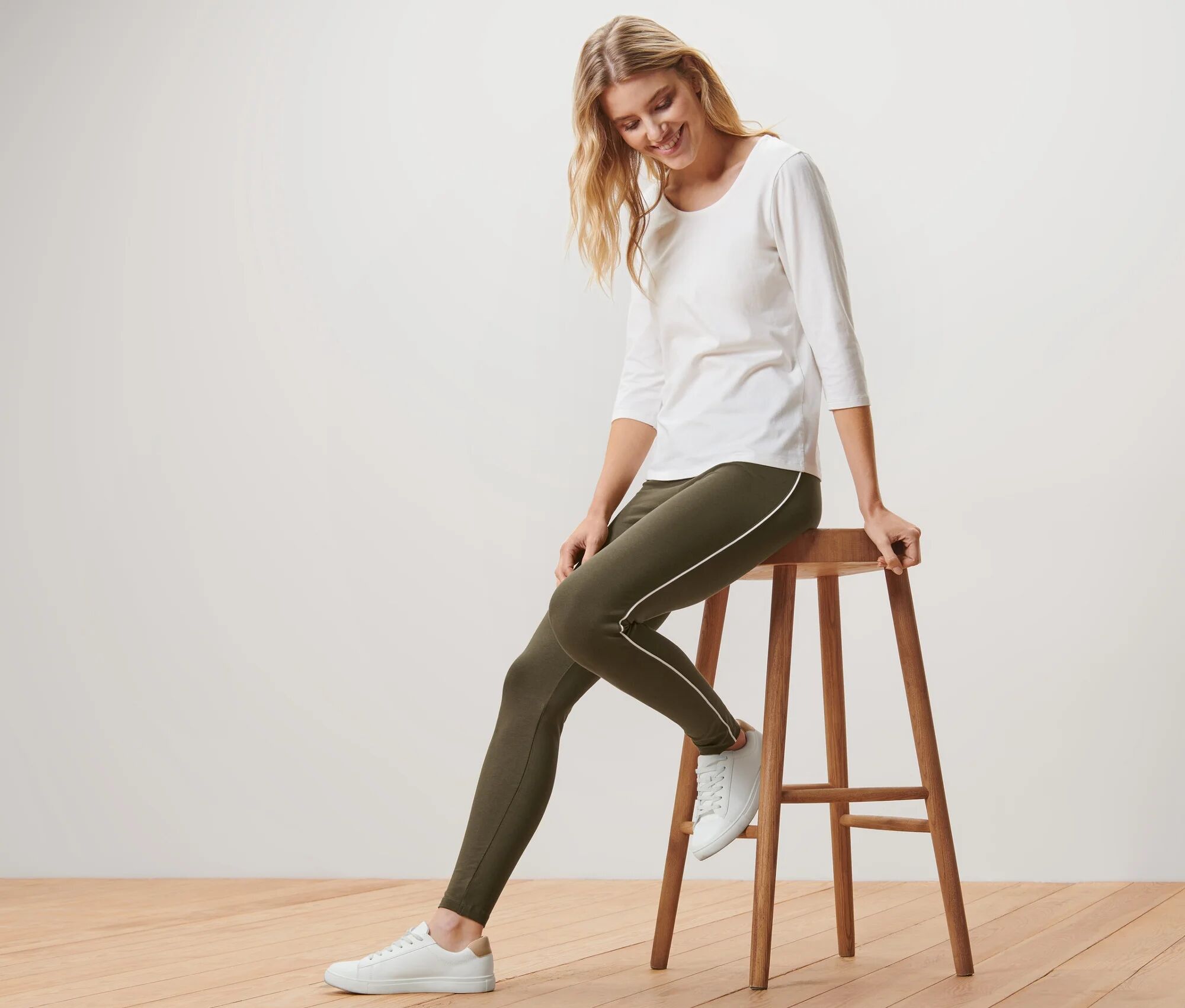 Tchibo - Leggings mit Paspelierung - Damen - Gr. M - creme
