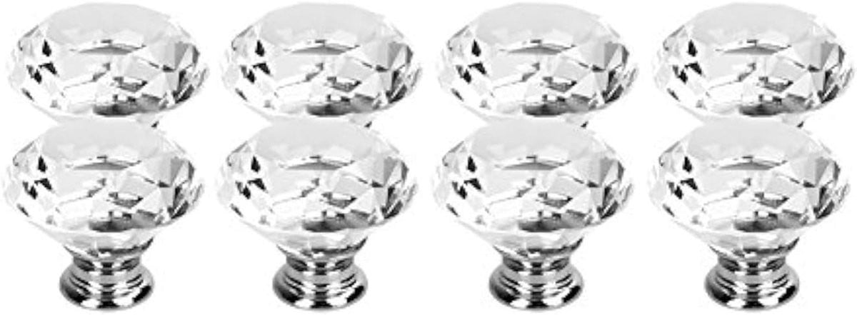 Kristallen ladehandgrepen voor het vernieuwen van meubels, transparant, 40 mm diameter