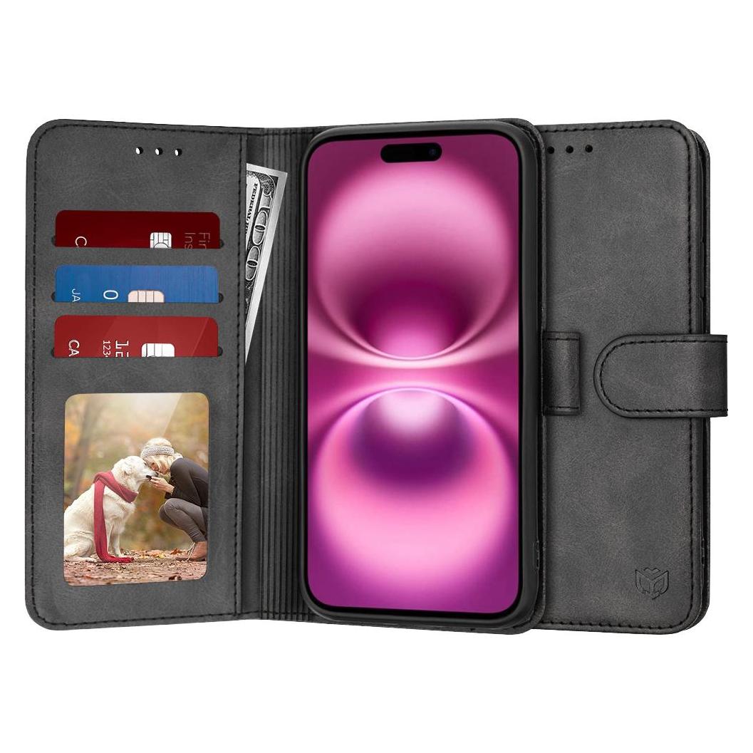 Techsuit - Diary Book - iPhone 16 Plus - Black (Apple iPhone 16 Plus) (56354625)