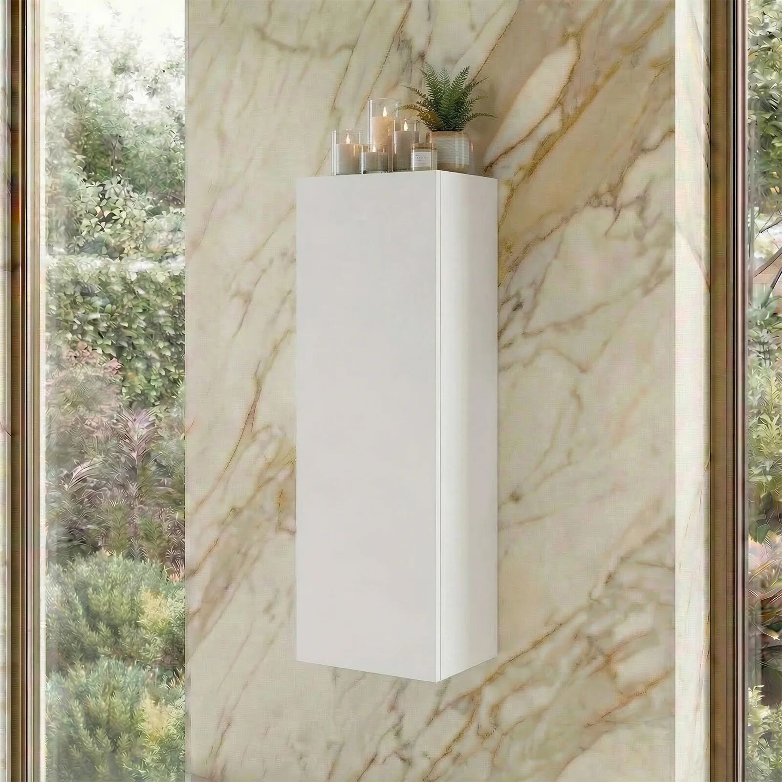 garneroarredamenti Pensile bagno sospeso 30x80h cm 1 anta bianco Speranza