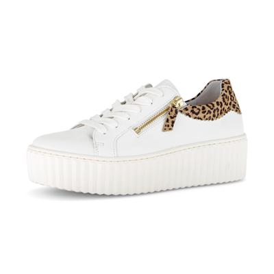 Plateausneaker GABOR, Damen, Gr. 40, Leder, weiß, Glattleder, Schuhe Plateausneaker, Freizeitschuh, Halbschuh, Schnürer mit zwei Reißverschlüssen
