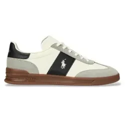Polo Ralph Lauren für Herren. 809956119002 Heritage Area Sneaker aus Leder in Weiß, Grau (48), Wohnung, Schnürsenkel, Lässig