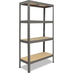 shelfplaza PRO 180x80x50 cm Schwerlastregal in grau mit 4 Böden und 200 kg Traglast pro Boden