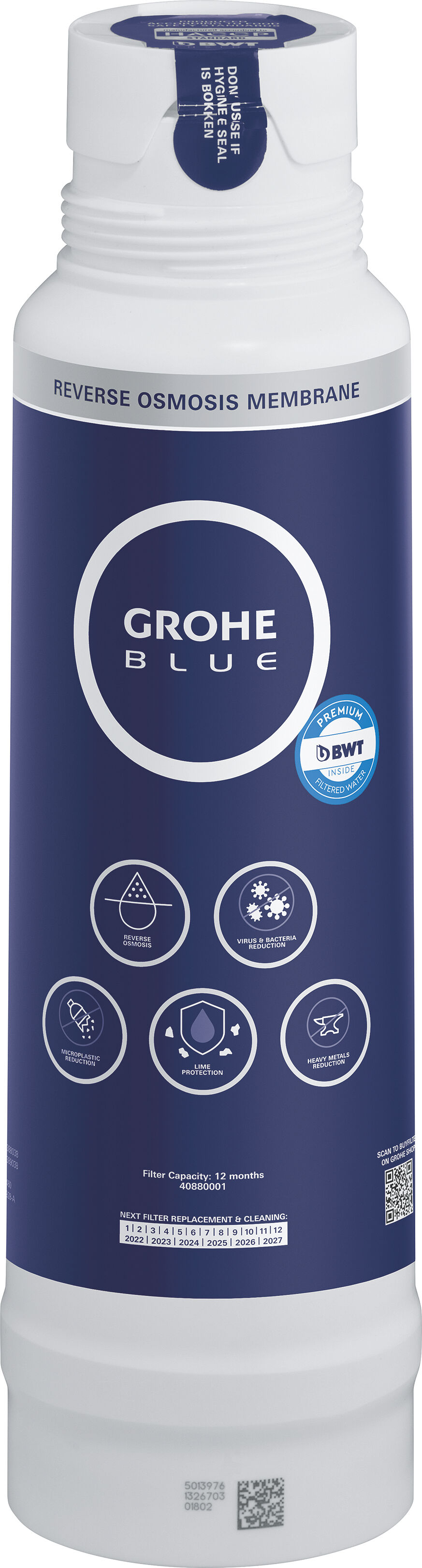Filtre à osmose inverse Grohe 40880001 pression d'eau d'alimentation 1-4 bar