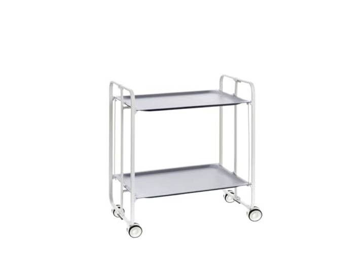 DON HIERRO - Servierwagen weiß, klappbar, 2 Böden. Rollwagen Bauhaus-Grau