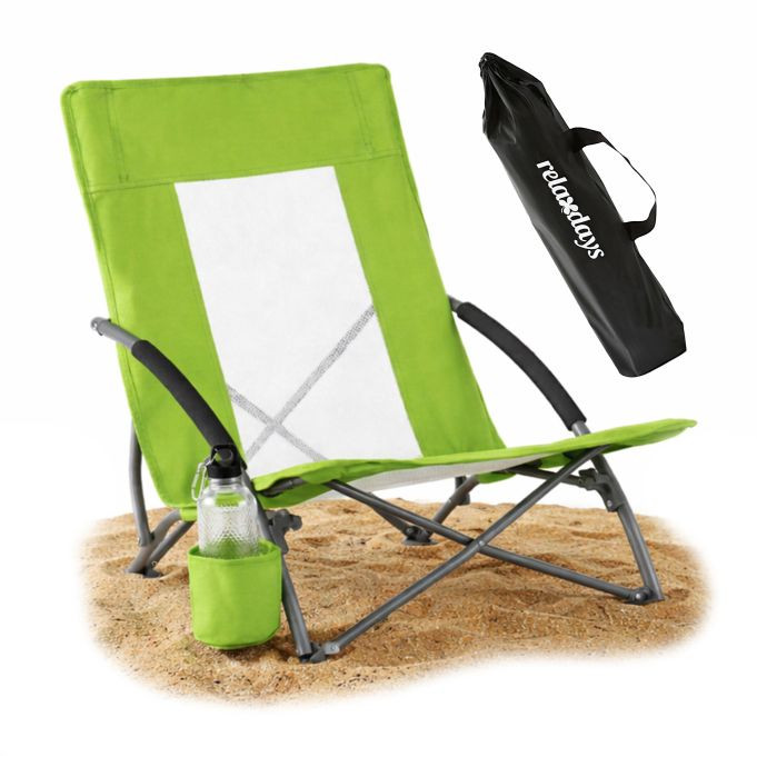 Relaxdays Opvouwbare strandstoel met houder