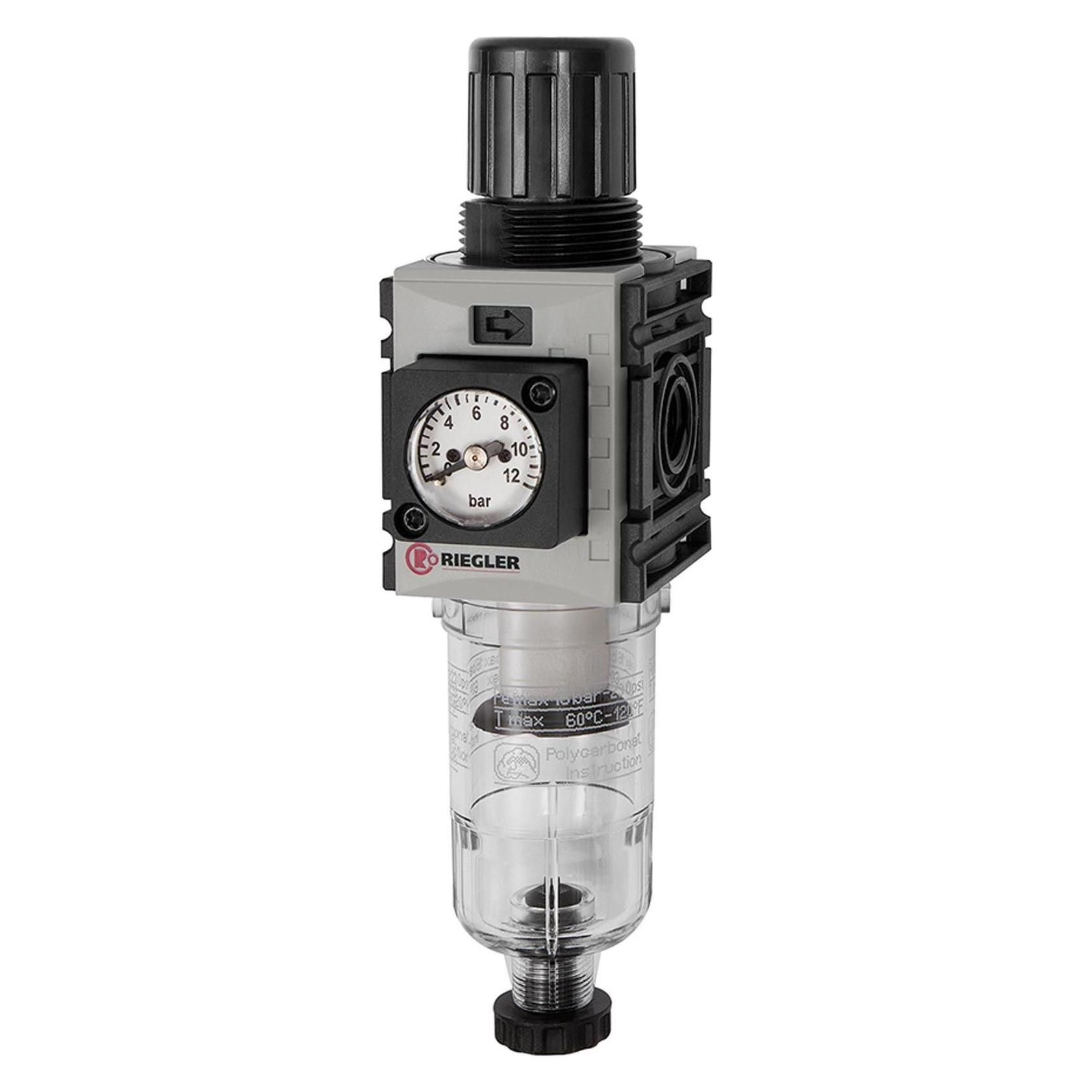 Riegler Filterregler "FUTURA-mini", PC-B., Kompaktmano, HA, G 1/4, 0,5-10 (FUM 811-10-KM)