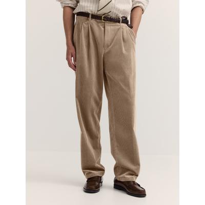 Bundfaltenhose BUGATTI "Relaxed Fit", Herren, Gr. 34, Länge 32, beige (40, beige), 77% Baumwolle, 22% Lyocell, 1% Elasthan, unifarben, relaxed fit, Hosen, Relaxed Fit Cord Baumwollmix