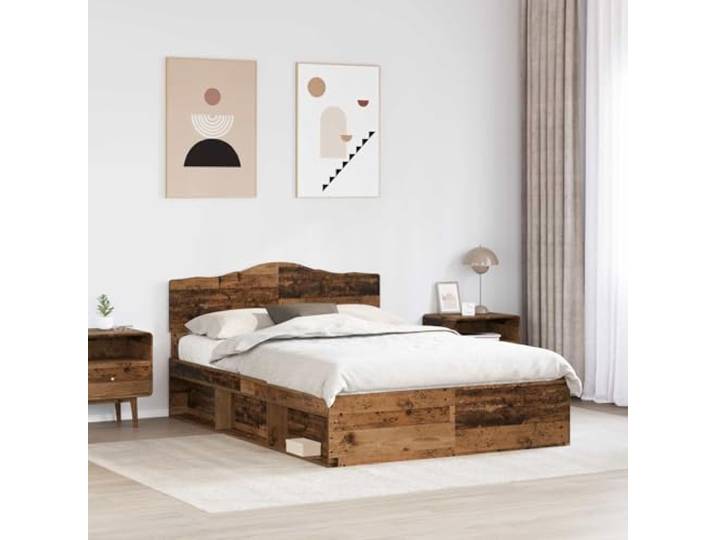 SKTQYQO Bettgestell, 150 x 200 cm, Massivholz, Kiefer Kopfteil inklusive, Holz, modernes Design, minimalistisches Zimmer