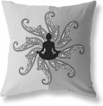 Amrita Sen Designs Silver And Dark Mystic Silence Faux Suede Throw Pillow Zipper