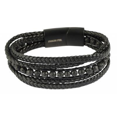 Edelstahlarmband ADELIA´S "Herren Armband aus Edelstahl mit Zuchtperle" Gr. 21, schwarz, Armbänder, Herren, 21, Edelstahl, Edelstahlarmband