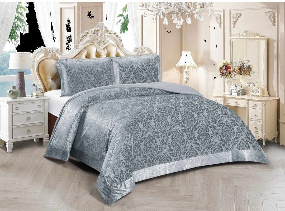 SHAZ HOME Microfiber Bedspread with Pillow Shams Included Grey Double