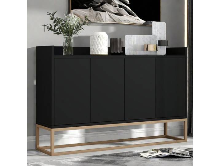 Buffet bahut - TANANT - Moderne - 4 portes - Noir - 120x30x80cm