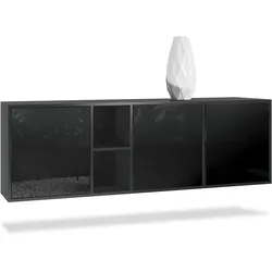 SIDEBOARD Cuba Türen in Schwarz Hochglanz