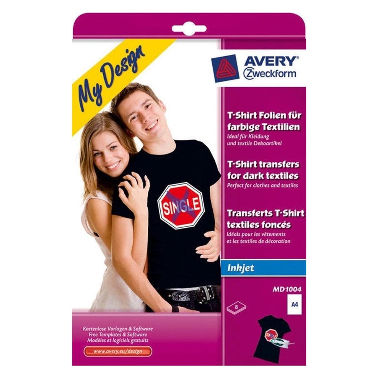 Avery Zweckform My Design T-Shirt Transfer für dunkle Textilien (8x) (MD1004)