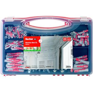 Fischer Schrauben-Dübel-Set 577865, Meister-Box XL Altbau, Universaldübel & Schrauben in 6 Größen, 280-teilig, 45 Stück