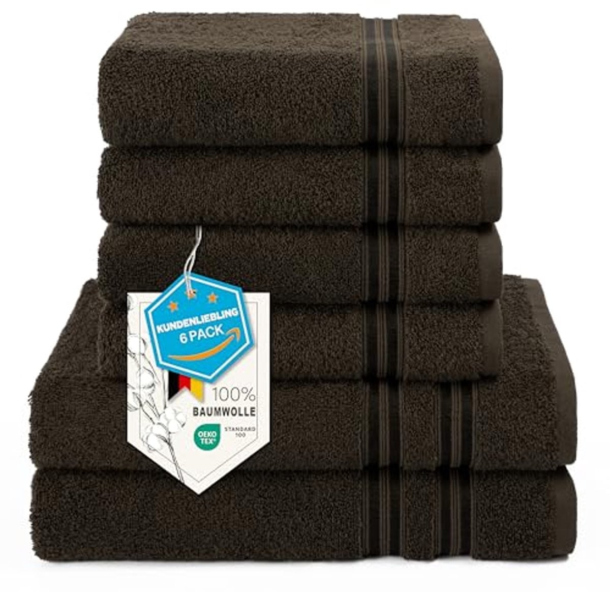 6-delige handdoekenset van 100% katoen voor badkamer en sauna