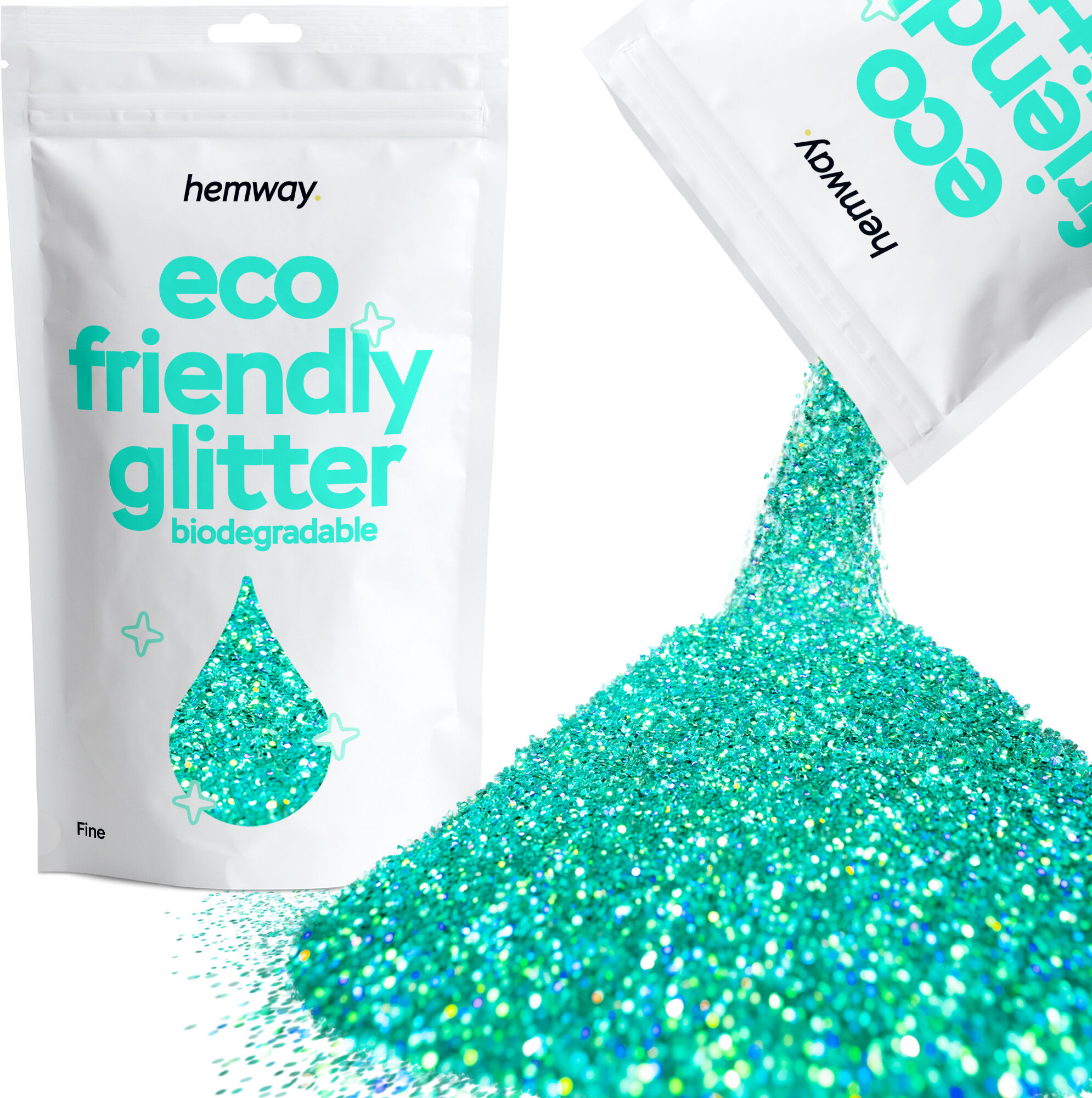 Hemway Biodegradable Eco Friendly Glitter 100g / 3.5oz   Turquoise Blue Holographic   DIY, Decoration, Arts & Crafts - Turquoise Blue Holographic -