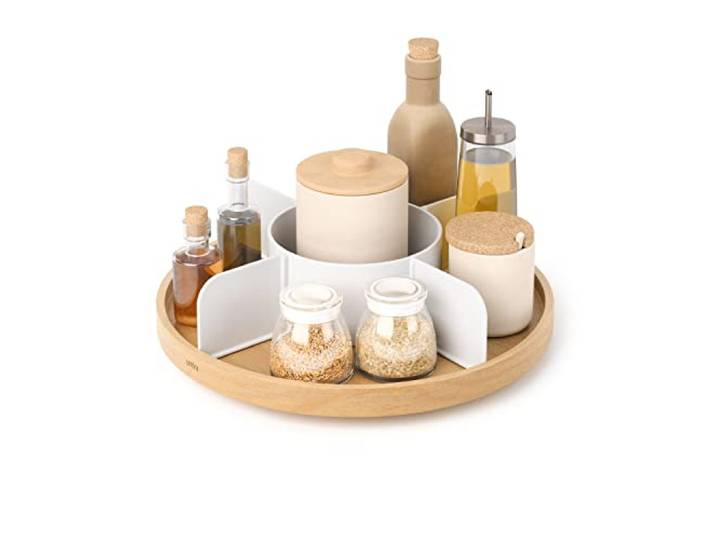 Umbra Bellwood Lazy Susan Drehteller, Drehbarer Organizer, Weiss/Natur