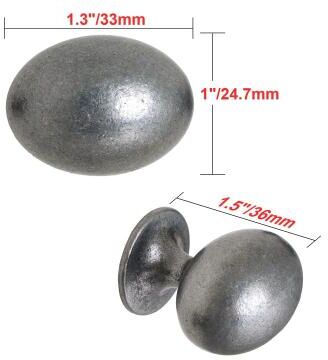 "Utopia Alley Danbury Oval Cabinet Ring Pull Knob - Vintage Cabinet Antique Iron Hardware with Hand, Pull Knobs 1.3"""