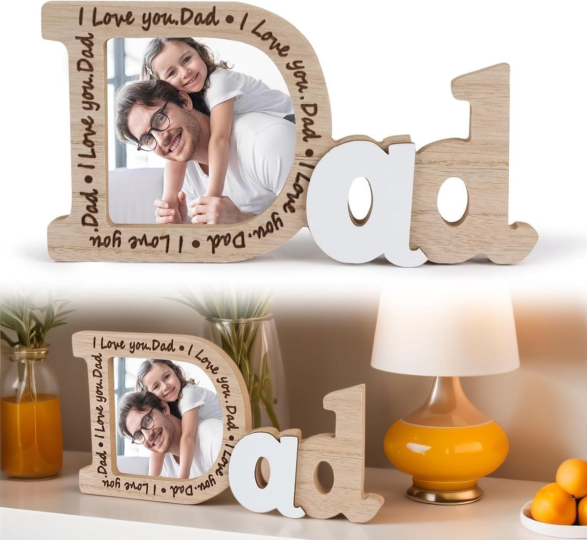 Houten Fotolijst I Love You Dad voor Vader, 9 x 9 cm