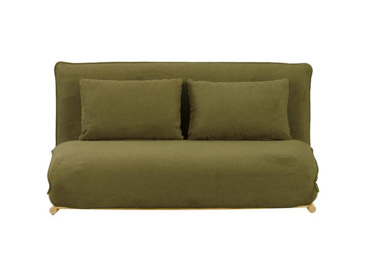 Mid.you Sofa Velin, Grün, Nussbaum, Metall, 2-Sitzer, Füllung: Polyester, 140x97x80 cm, Liegefunktion, Wohnzimmer, Sofas & Couches, Sofas