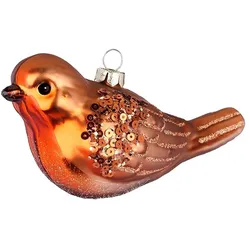 Christbaumschmuck Rotkehlchen 5,5cm Glas Dekofigur Weihnachtsbaumschmuck rot