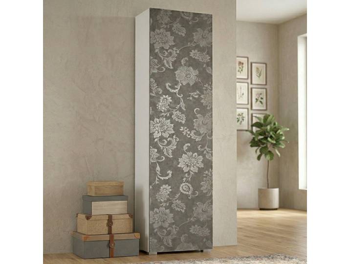 Abuela - Armoire multifonction 1 porte\, 50x182h cm Marron Olmo\, 7 étagères Italy