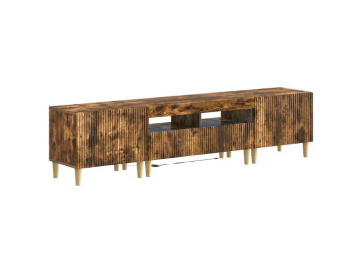KTHLBRH TV-Schrank mit LED, 3 Stück, Eiche Rauch, aus Holz 90° drehbare Scharniertür, platzsparendes Design, klare Linien, einfache Wartung, flexible LEDs