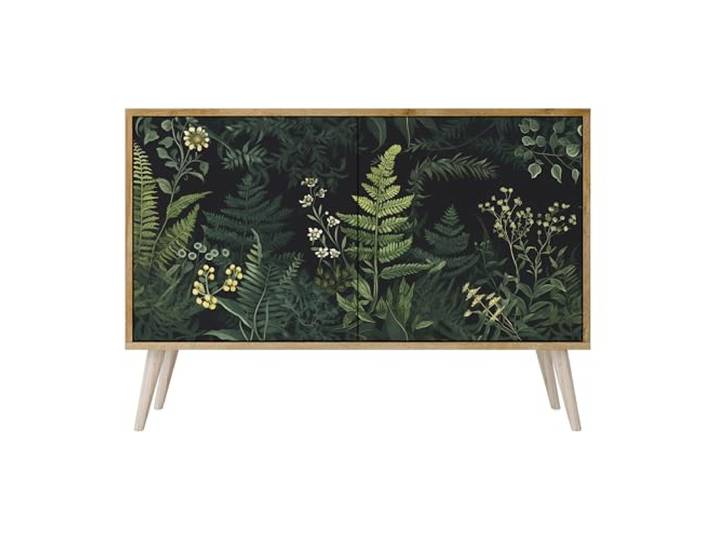 SPACEREBELS Moderne Kommode Mit 2 Türen 111x57,3x42 cm Kleiderschrank mit Mustern Komodenschrank Möbel TV Schrank Sideboard Flurkommode Wohnzimmer Mehrzweckschrank Flur Natur