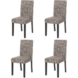 4er-Set Esszimmerstuhl Stuhl Küchenstuhl Littau ~ Textil mit Schriftzug, grau, dunkle Beine