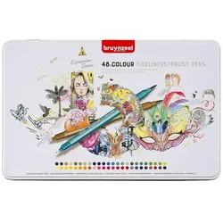 Bruynzeel, Malstifte, Creatives Doppelfasermaler Brush Pen, 48er Etui (48x)